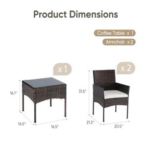 JHK 3-Piece Outdoor Wicker Furniture